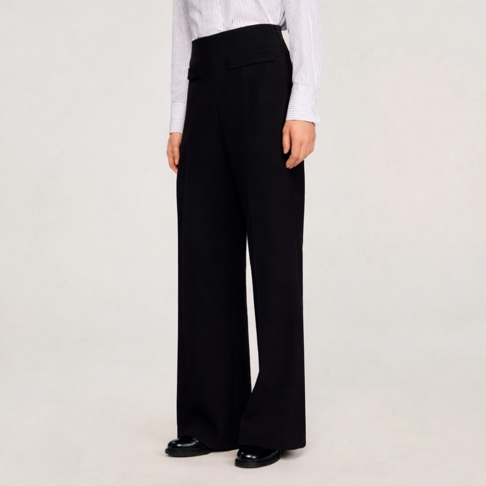 Sandro Black Wide Leg Trousers Size